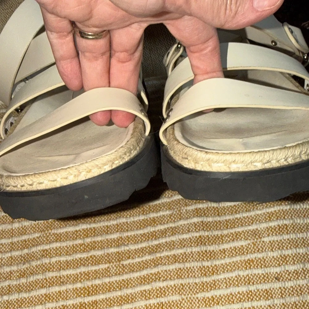 Caverley by Anthropologie Cream Triple-Strap Platform Sandals